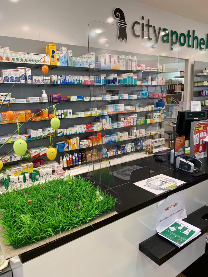 Schutzscheibe für Praxis, Apotheken und Kasse in Basel